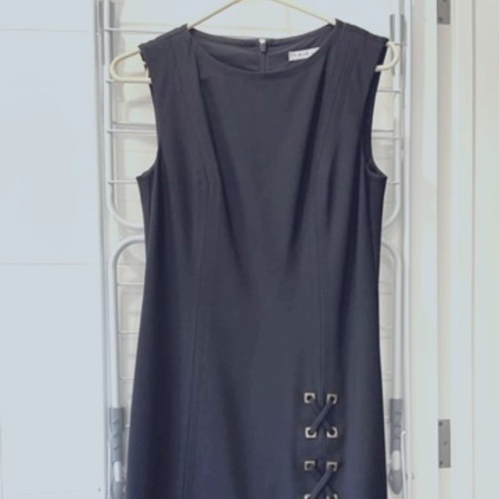 Trina Turk Black Sheath Dress with Lace Up Detail - Size Small